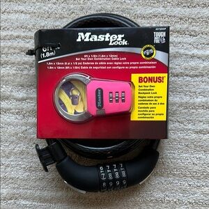 Master Lock Bike and Backpack Lock 6 ft Cable Lock Set Your Own Combination